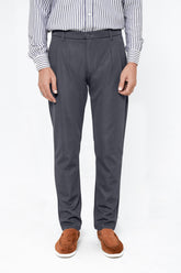 Grey Plated Pant - Regular Fit